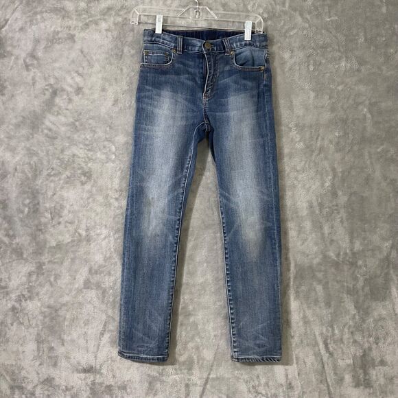 Crew Cuts Kids Distressed Ticking Lined Jeans/Denim, Size: 10 Blue - Picture 2 of 13